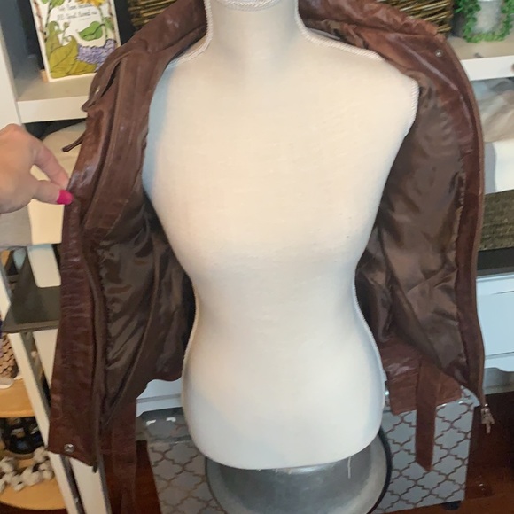 Mitici Anni 60 Fitted Brown Leather Jacket Small - Picture 3 of 15